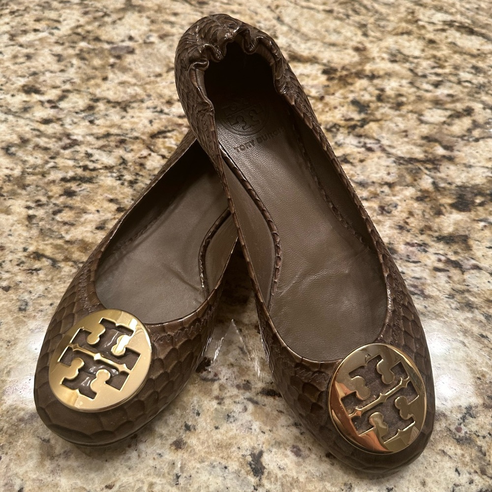 Tory Burch Minnie snake print ballet flat